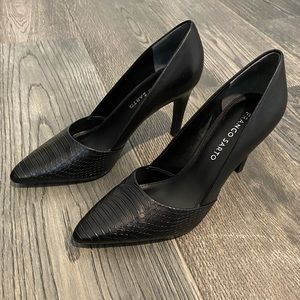 Franco Sarto Black Crocodile Embossed Heels SZ 7
